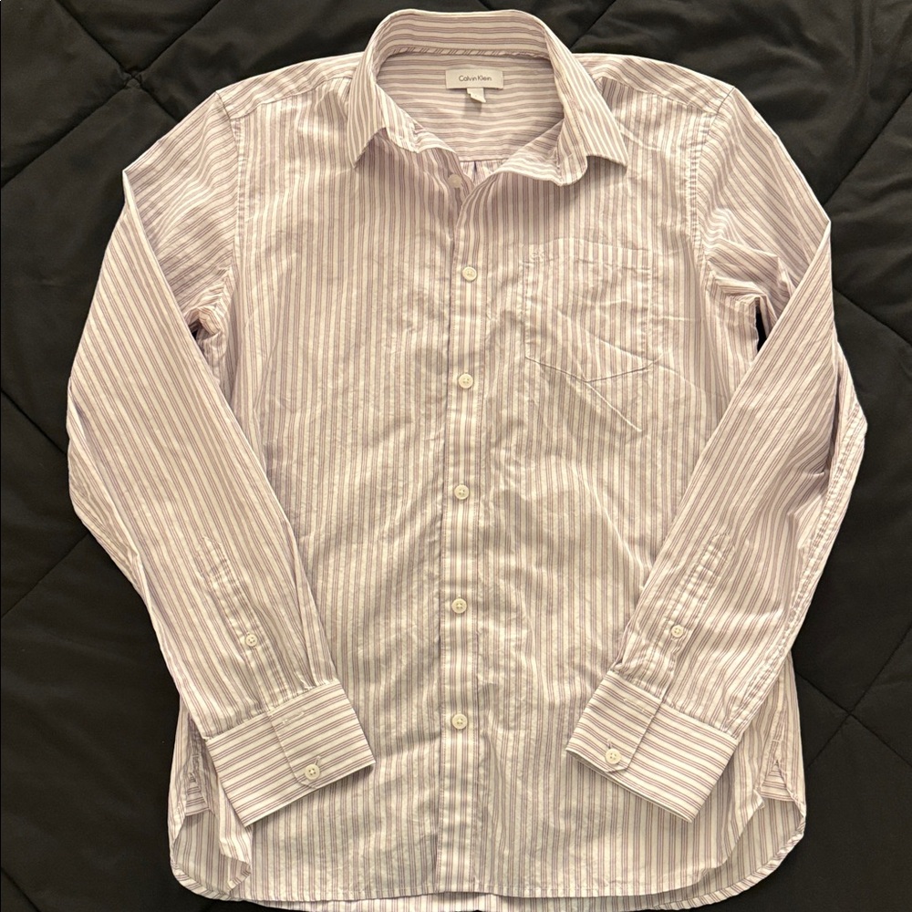 Calvin Klein Men's Light Purple Striped Shirt